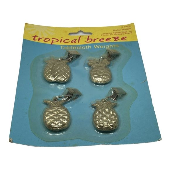 Vintage Tropical Breeze 4 Piece Tablecloth Weights Pineapple Design - Picture 4 of 6